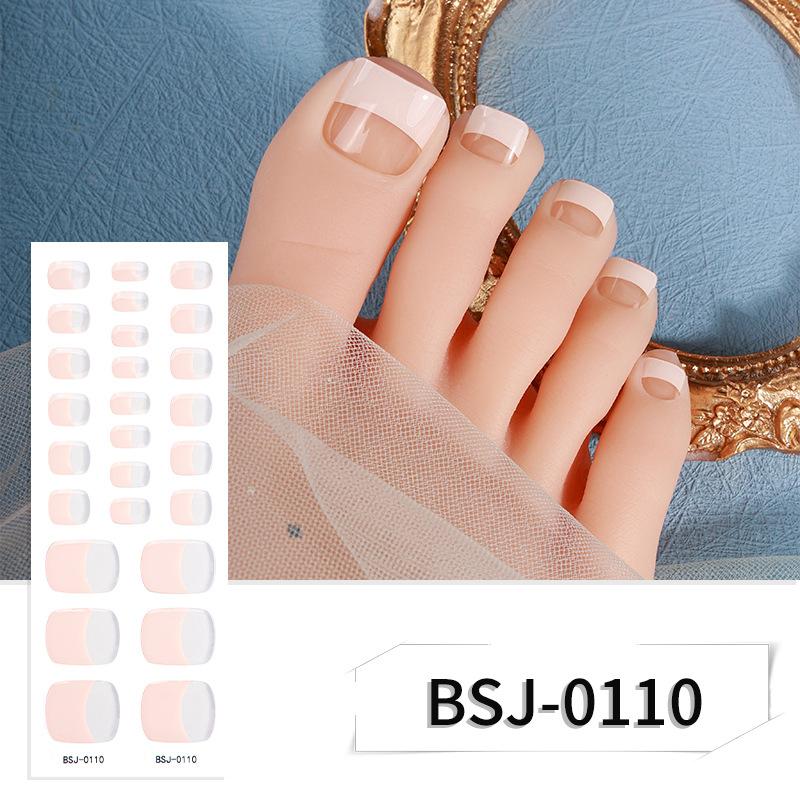 New French Gel Manicure Stickers, Toenail Stickers, Onion Pink Pearlescent Gradient Flash Semi-cured Nail Stickers