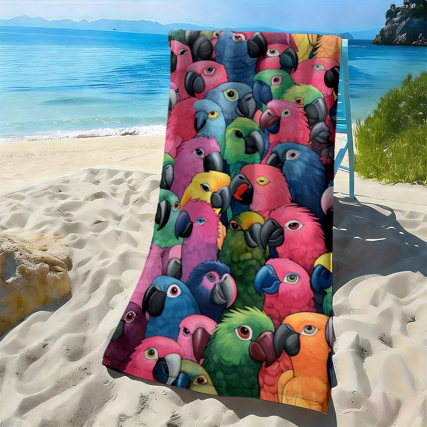 

Colorful cartoon bird pattern polyester microfiber beach towel is highly absorbent, suitable for swimming and beach outings W30*H60(CM)