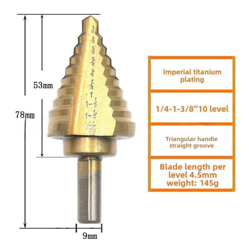 Set popular de 5 burghie treptate din oțel britanic: Turn Triunghiular, 1/4-1-3/8 Inch, Carotă Specială.