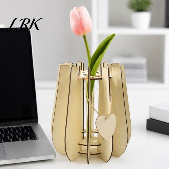 Fashionable Desktop Vases for Classroom Wooden Puzzle Flower Vase, Display Stand Flowers or Sturdy Boxwood Decor Windowsill Artificial Flowers,