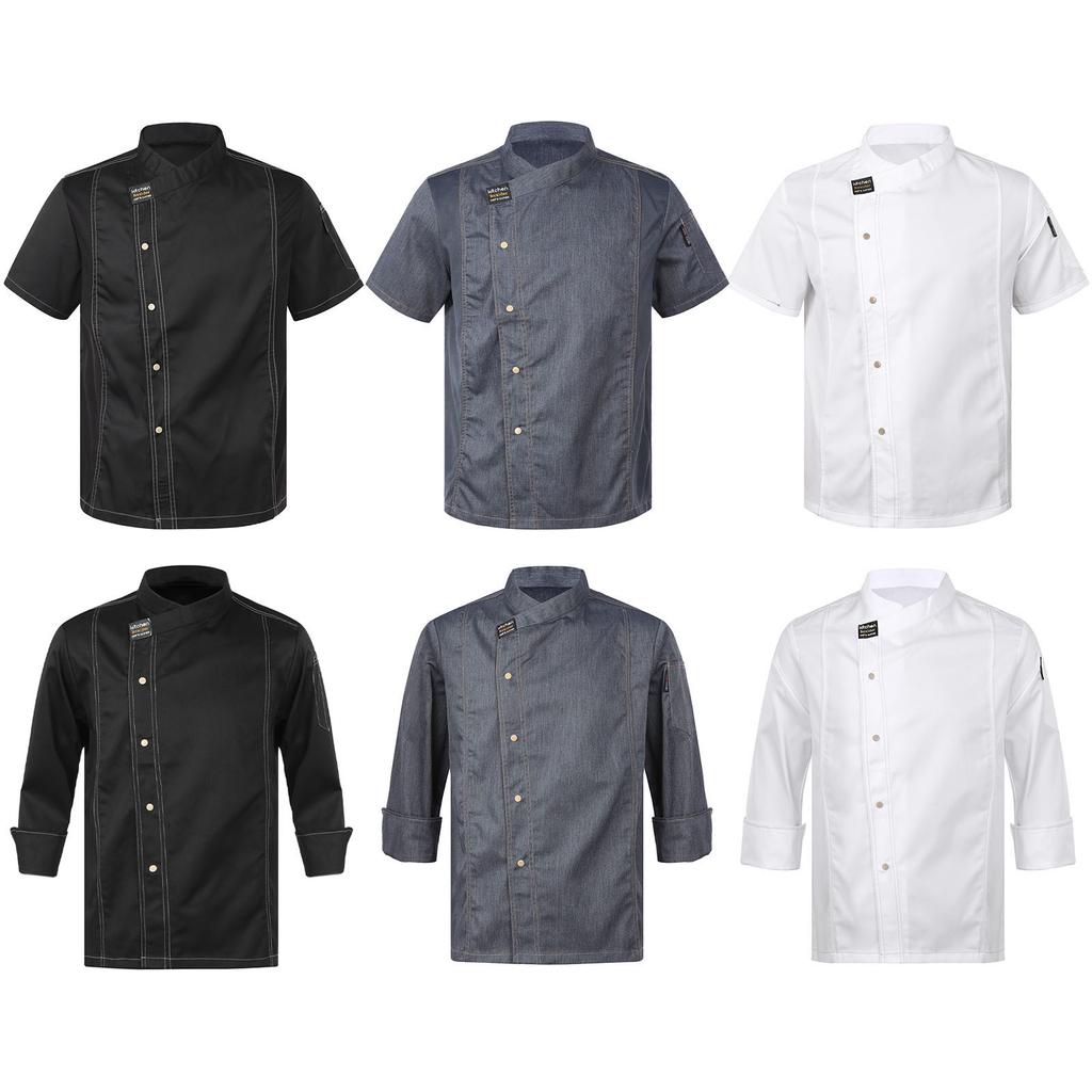 Chef Jacket for Unisex Hotel Kitchen Canteen Chef Coat Food Service Working Uniform for Men Women