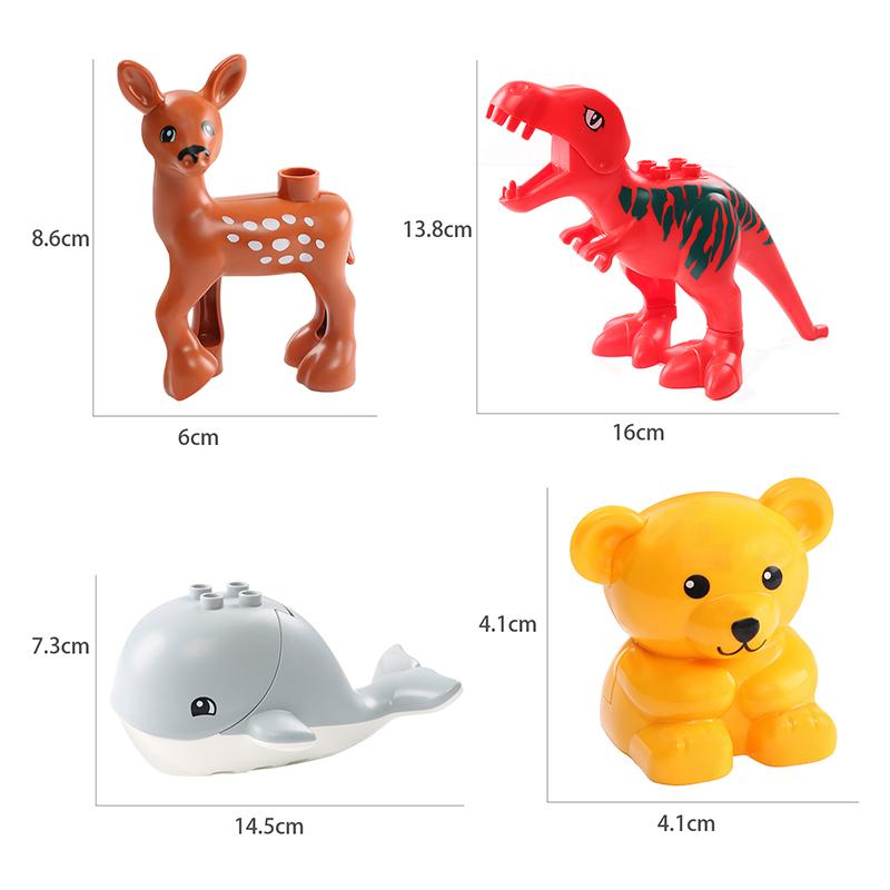 Big Size Building Blocks Animal Accessorie Sets Rabbit Fish Bear Chicken Pig Block Duck Dog Cat Brick Horse Cow Sheep Toys Gifts