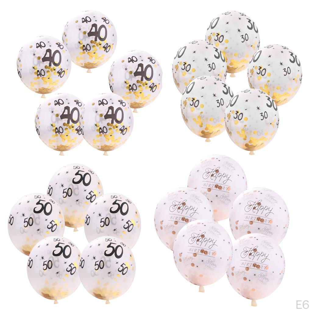 5 штук 12-дюймовые серебряные бумажные воздушные шары с конфетти на годовщину свадьбы 30th — фото 6