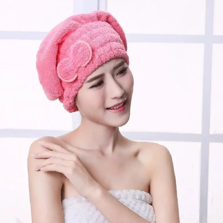 Superfine fiber quick-drying hair drying cap, bow-shaped shower cap, highly absorbent and suitable for women's hair washing