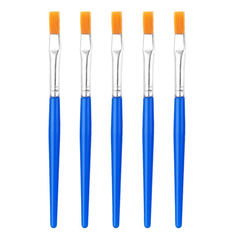 Kids' Flat Head Nylon Brush for Oil & Acrylic Painting: Short Handle, Pointed Tip