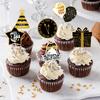 12/24pcs 2025 Happy New Year Cupcake Toppers Hello 2025 Cake Picks New Years Eve Party Supplies Welcome 2025 New Year Cake Decor