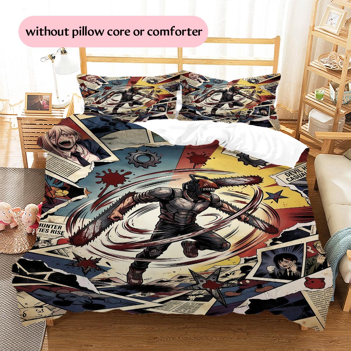 

Chainsaw Man Pattern Bedding Quilt Set Home Decoration Gift (1 * duvet cover + 2 * pillowcase without core) 135x200cm