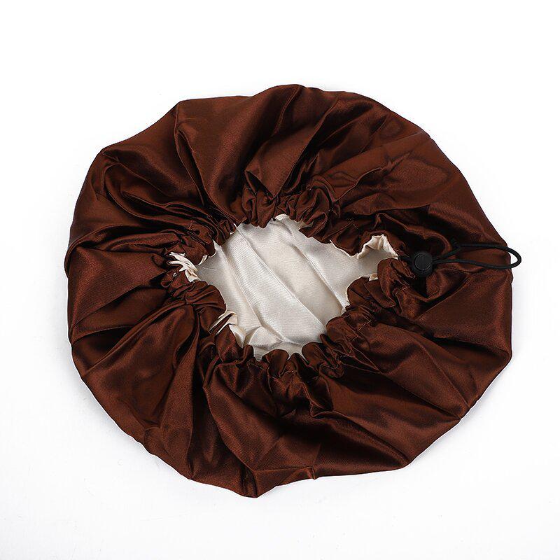 European & American Double-Layer Satin Adjustable Sleeping Cap