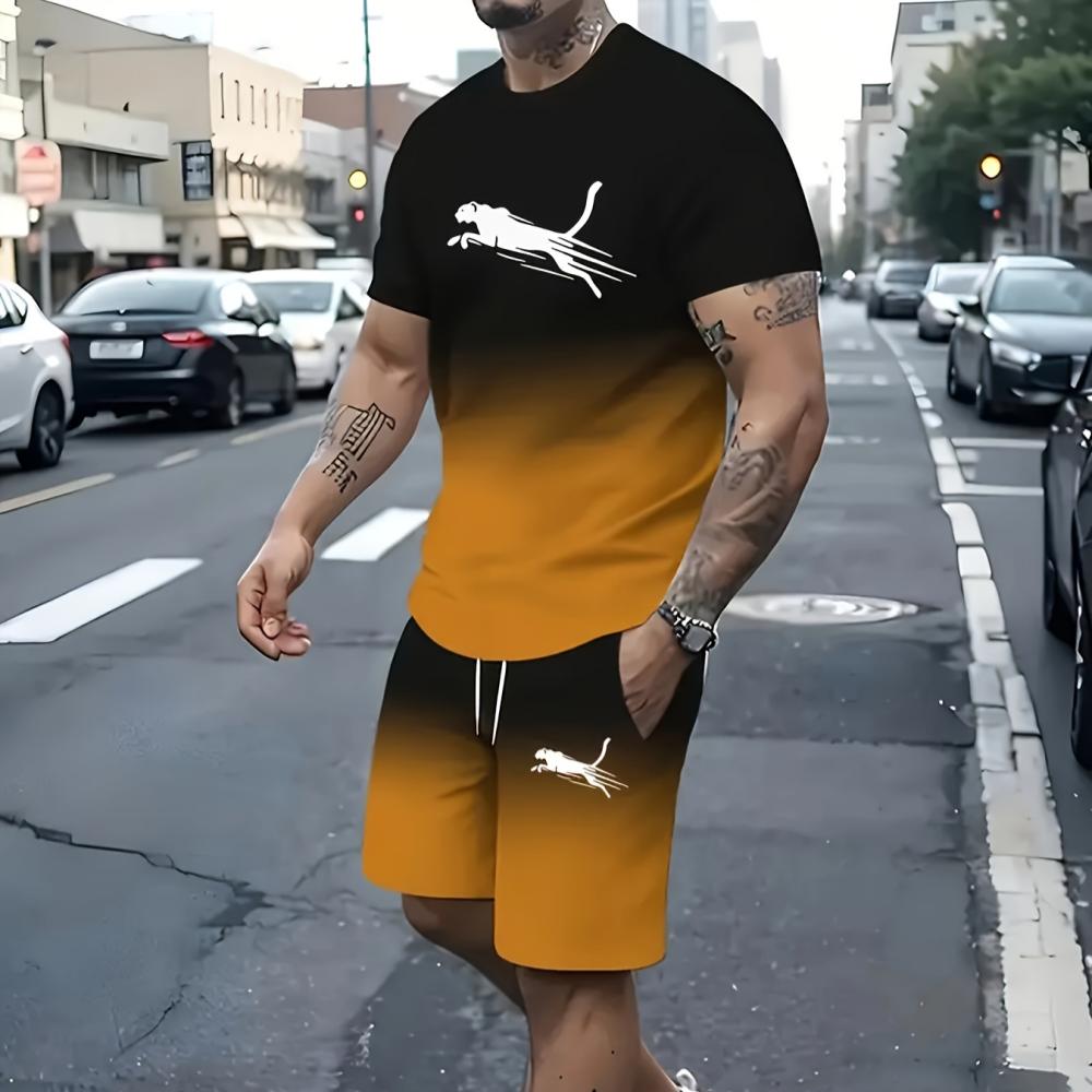 3D-Digitaldruck Herrenmode Kurzarm-Shorts-Set Outdoor Street Herren-Sportshorts Sommer Täglich Lässig Herren-T-Shirt