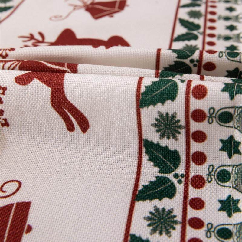 Printed Christmas Holiday Decoration Table Cloth Red Elk Snowflake Christmas Table Runner for 4/6/8/10 Seat