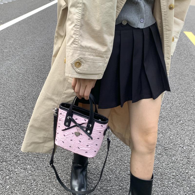 Bow Net Red Envelope, Portable Bucket Bag, Simple and Versatile Shoulder Bag, Messenger Bag.