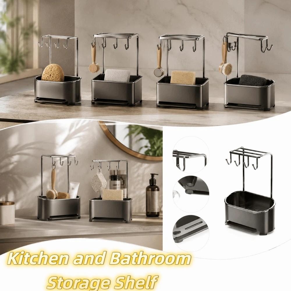 Drainage Base Sponge Drainage Rack Gunmetal Gray Multifunctional Kitchen Rack Cleaning Supplies