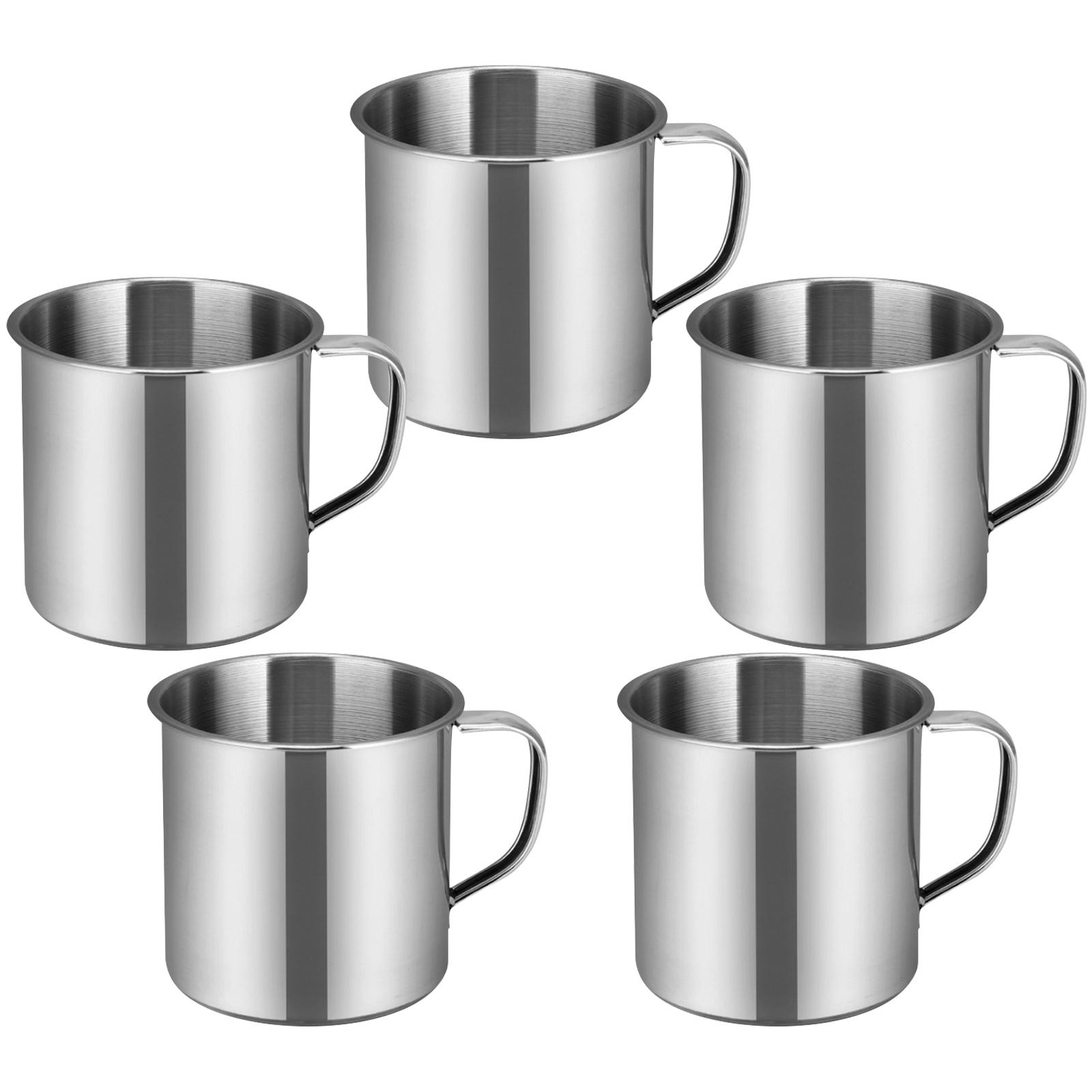 

5 Pcs Small Mug Handle Office Cup Stainless Steel Water Drinking Travel Aluminum серебряный