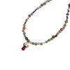 Colorful Glass Bead Necklace Featuring Mushroom Pendant and Floral Designs Decoration for Trendy Women Outfits