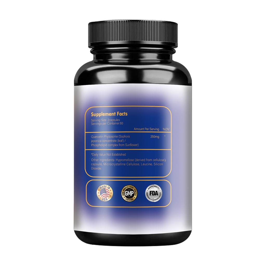 Integratore vegetale di quercetina, 250 mg, alto tasso di assorbimento, formula potente