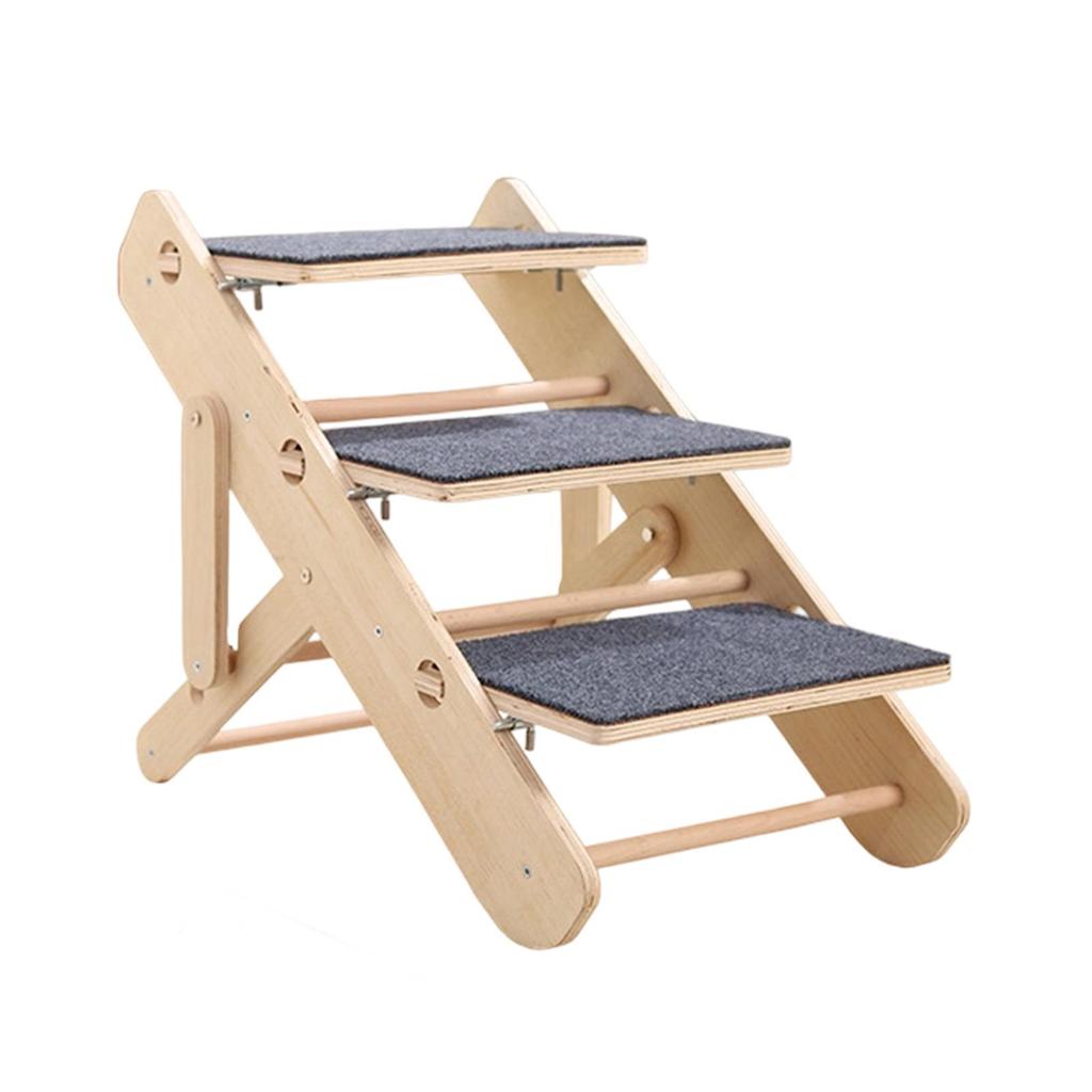 Wooden Pet Stair Portable Stable 2 in 1 for Cars Small and Older Animals 3 steps
