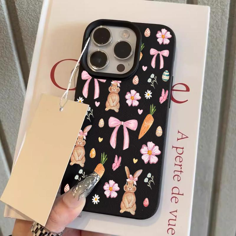 

Cute Carrot Rabbit Pattern Lychee Texture Phone Case For iPhone 11 12 13 14 15 16 17 Pro Max 14 15 Plus 17 Air Shockproof Cover iPhone XS