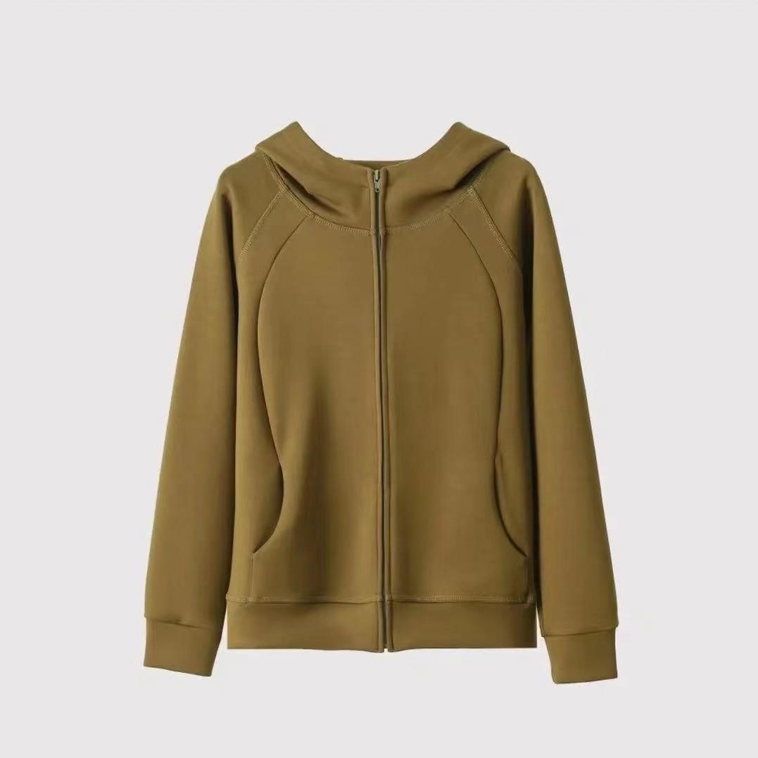 

Женский кардиган с капюшоном на молнии с длинным рукавом на весну и осень для женщин среднего и пожилого возраста. XL (110-125 jin)