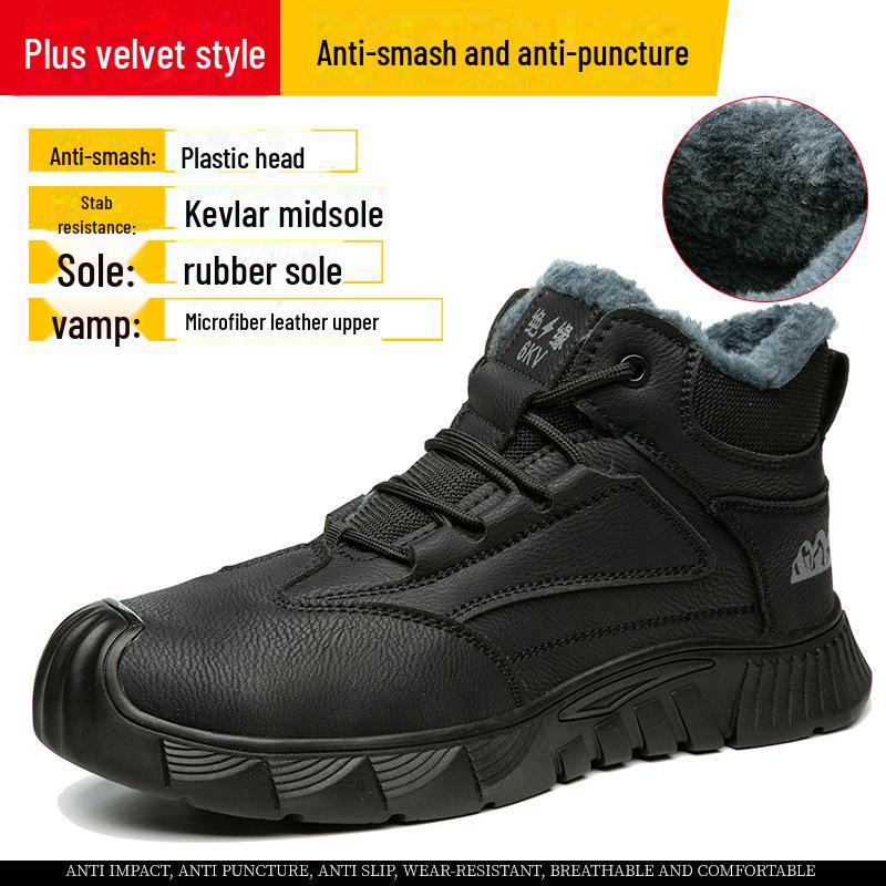 Manufacturer's New Insulated Cotton Work Shoes: Thickened, Anti-Smash, Anti-Puncture, Wear-Resistant Men's Safety Footwear.