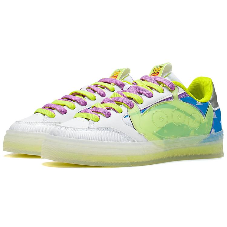 Disney X Li Ning Wave 180 Low Top Skateboard Shoes Women's White Yellow Alien Special Edition AECS034-1