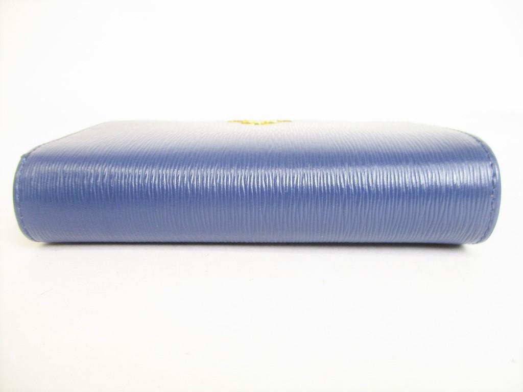 Authentic PRADA Saffiano Blue Leather Bifold Wallet Compact Wallet #8777  Open Box