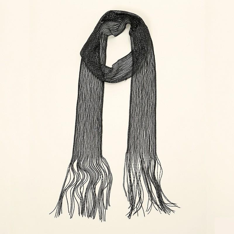 

Fringe Tassel Fabric Scarf Long Flowy Solid Color Waist Sash Cape Belt Oriental Fashion Elegant Vacation Accessory чёрный