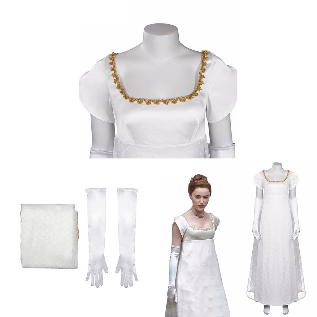 Bridgerton Season Vintage Dress With High Waist Victorian Tea Gown For Halloween Cosplay