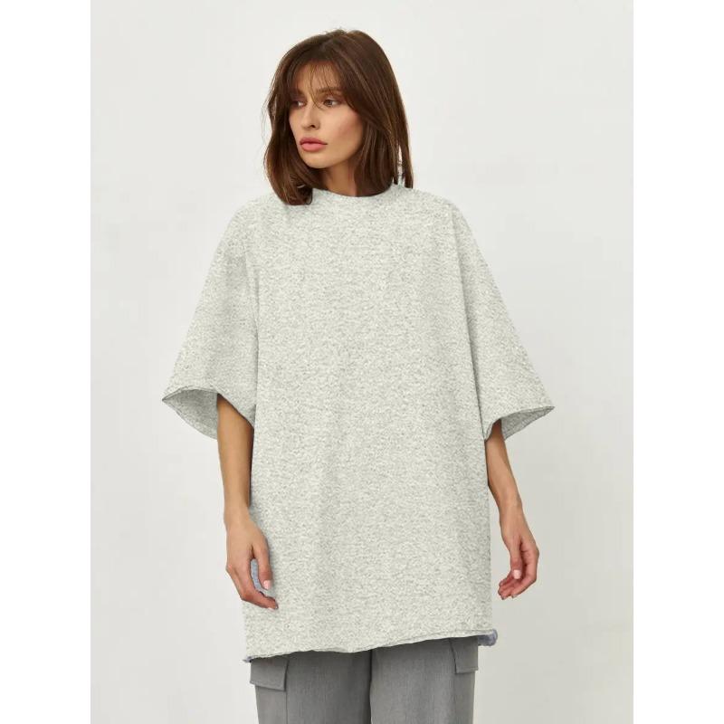 Women's Spring and Summer Solid Colour Short Sleeve Loose T-shirt