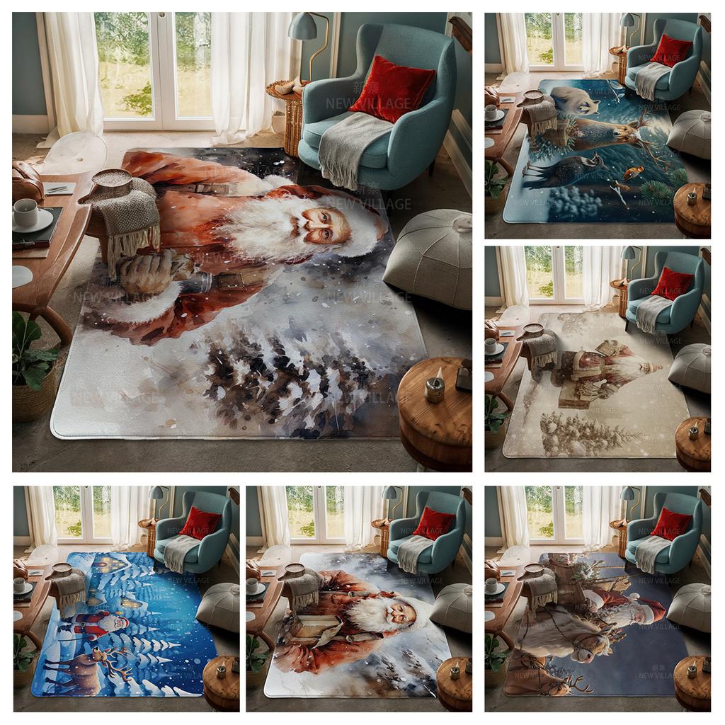 House Entrance Carpet Home Door Mat Living Room Bath Foot Bathroom Non-slip Water Absorption Rugs Bath Merry Christmas Winter