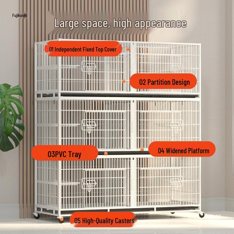 Three-Layer Pet Cage with Partition for Cats, Dogs, and Pigeons