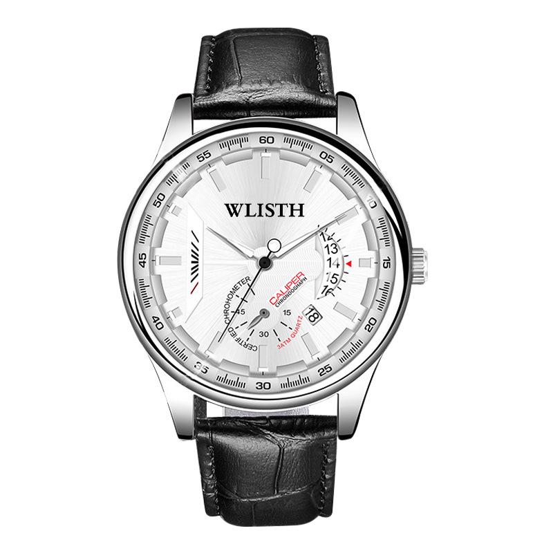 WOLIX Men s Luminous Calendar Quartz Watch - Fashionable, Waterproof, Leather Strap