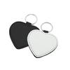 Leather Keychains Blank Heart Round Sublimation Key Holder DIY Printing Tags Luggage Label Bag Pendant Travel Accessories