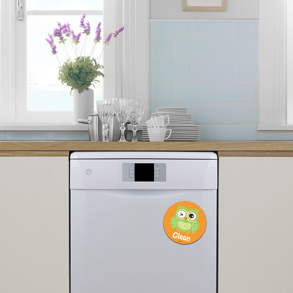 Funny Dog Owl Fridge Magnets Dishwasher Magnetic Sticker Home Decor Clean Dirty Sign
