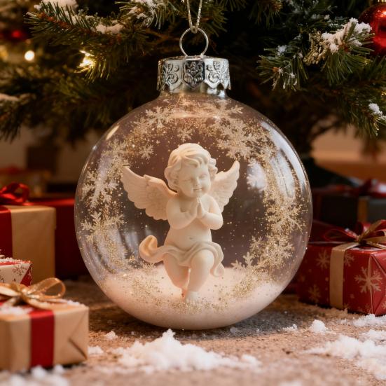 Závěsná ozdoba Sněhová koule Vánoční sněhová scéna Ozdoba anděl Průhledná vánoční koule Dekorace na vánoční stromeček Domov Zimní sváteční párty