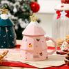 Creative Christmas Mug Christmas Tree Ceramic Cup with Lid Spoon Large Capacity Coffee Cup