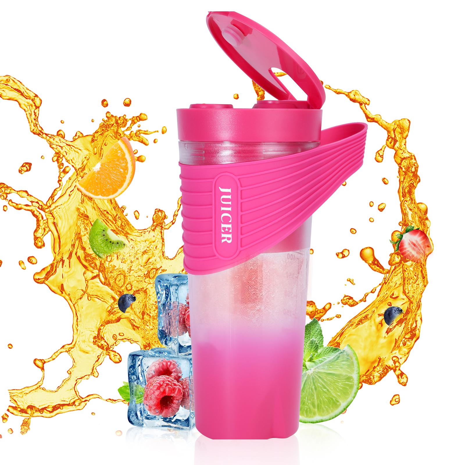 Tooarts Draagbare blender voor shakes en smoothies 4000 mAh Type-C oplaadbare persoonlijke blender van 460 ml met 6 roze