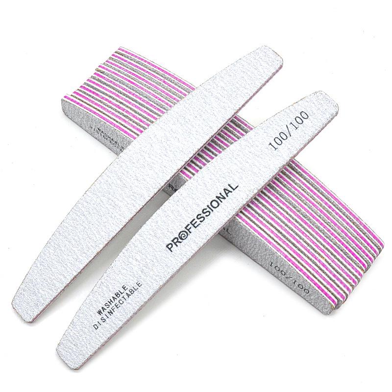 Washable Half-Moon Zebra Nail File with Teeth - Purple Core, Durable Grit