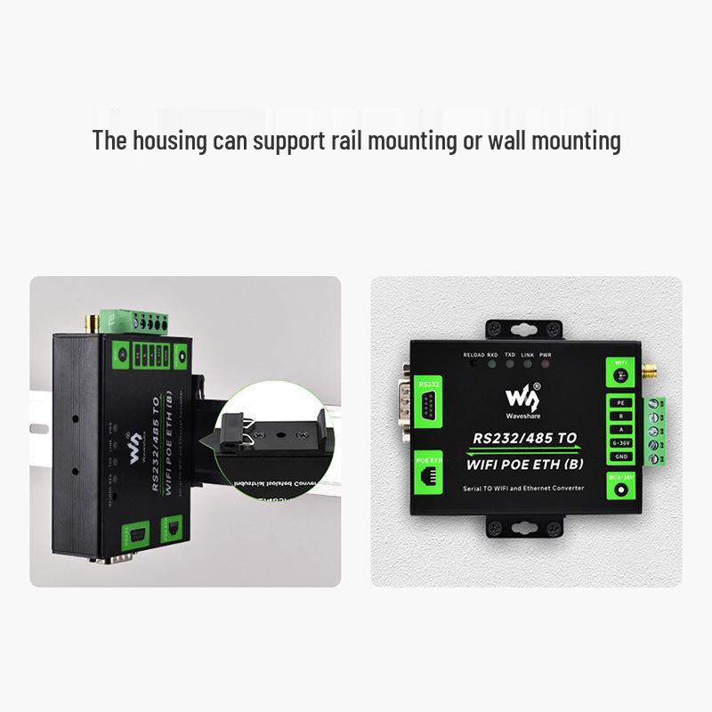 Industrial RS232/485 to WiFi & Ethernet Modbus Gateway with POE
