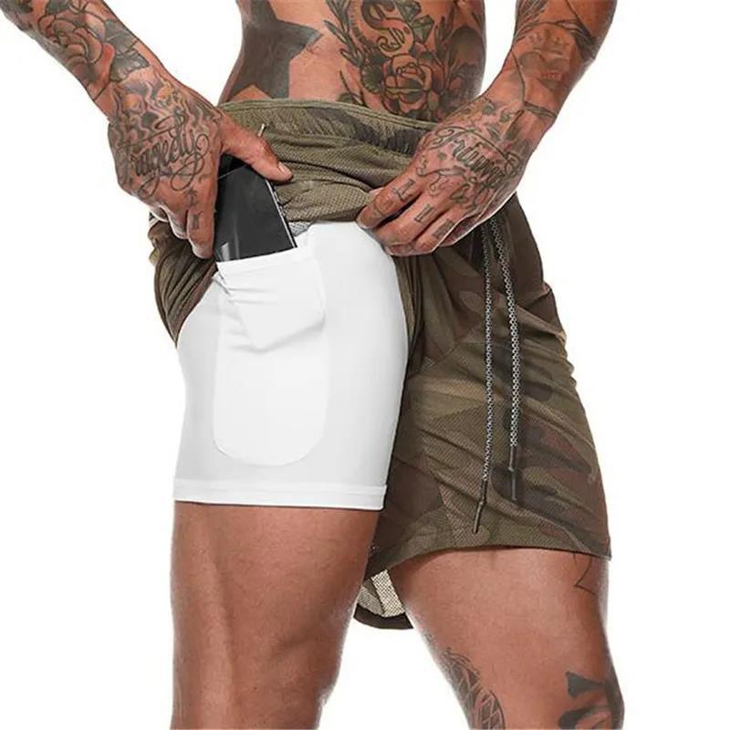 2 In 1 Sports Shorts Men's Gym Fitness Quick-drying Running Training Casual Basketball Shorts