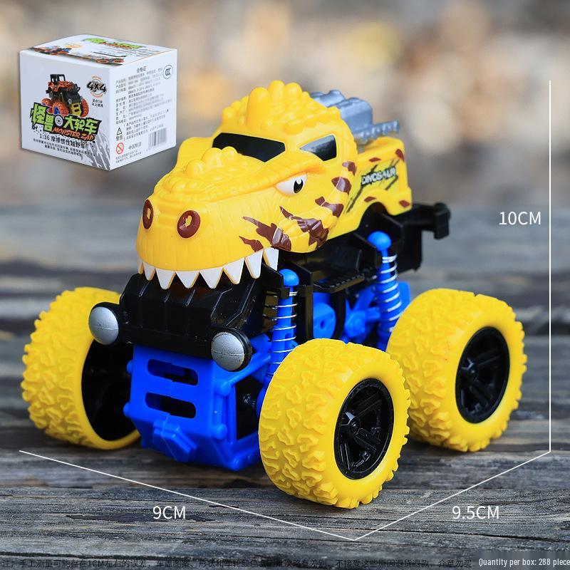 Inertial Pull-Back Dinosaur Monster Toy Car - Durable Four-Wheel Drive for Kids