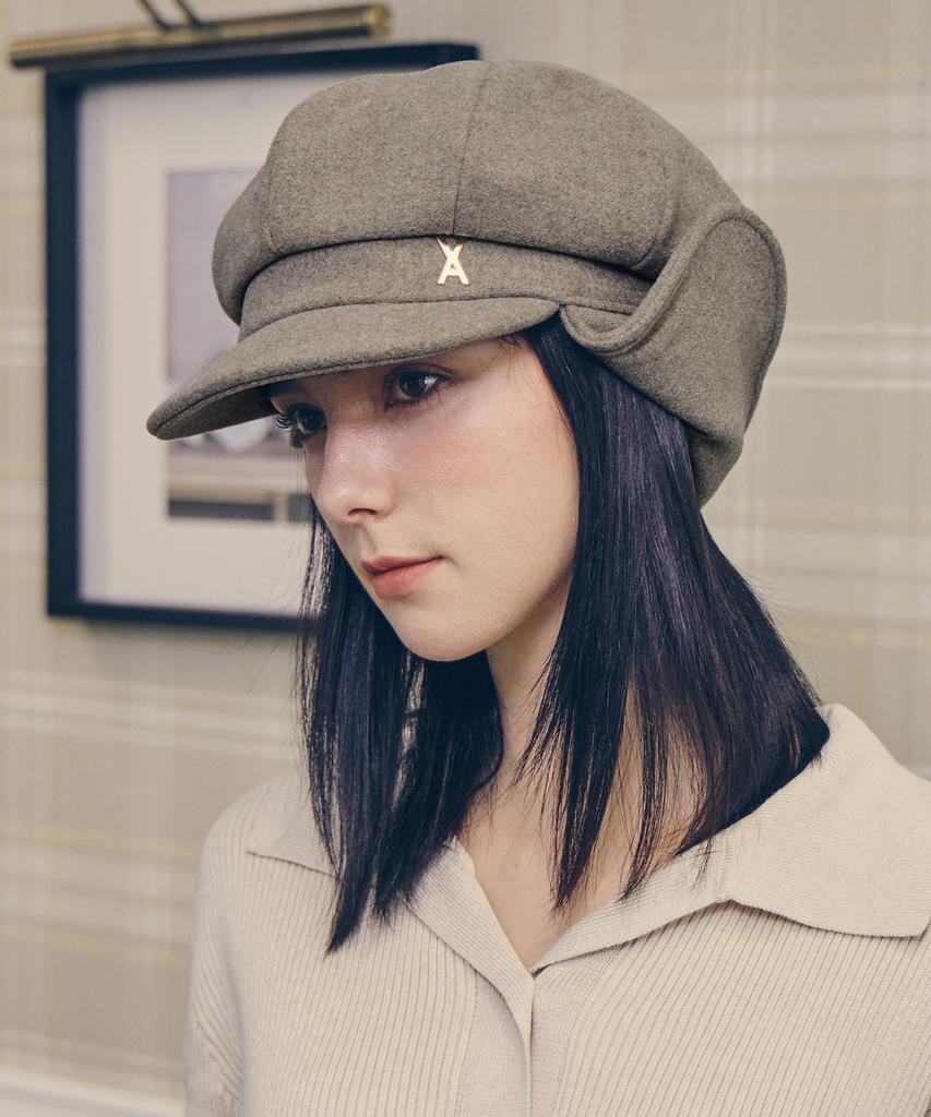 Bajal Va Studded Fly Newsboy Cap Beige