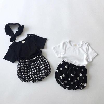 Summer Baby Suit: Korean-Style Boy & Girl Round Neck T-Shirt with Versatile Short Sleeves & Large PP Bread Pants