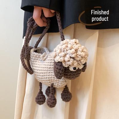Hand-Knitted Cartoon Lamb Wool Bag - Fashionable Parent-Child Shoulder Messenger Bag