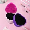 Silicone Sponge Makeup Brush Cleaner Portable Travel Heart Shape Foundation Brush Cleaning Mat Double Sided Cosmetic Brush Washing Pad