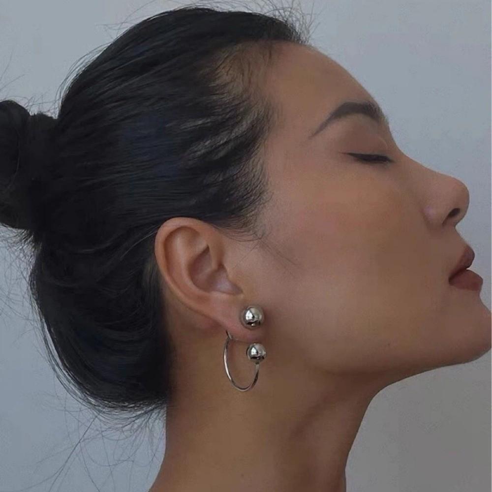 Geometric Round Bead Earrings Irregular Ear Ornaments Fashion Front Back Earrings  Handmade Jewelry