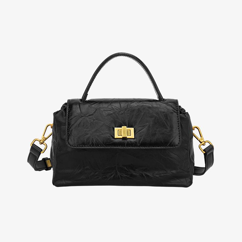 

Handbag Women s Versatile New Women s Bag Leather Niche Fashion Large Capacity Casual High-end Feeling Single Shoulder Crossbody Bag чорний
