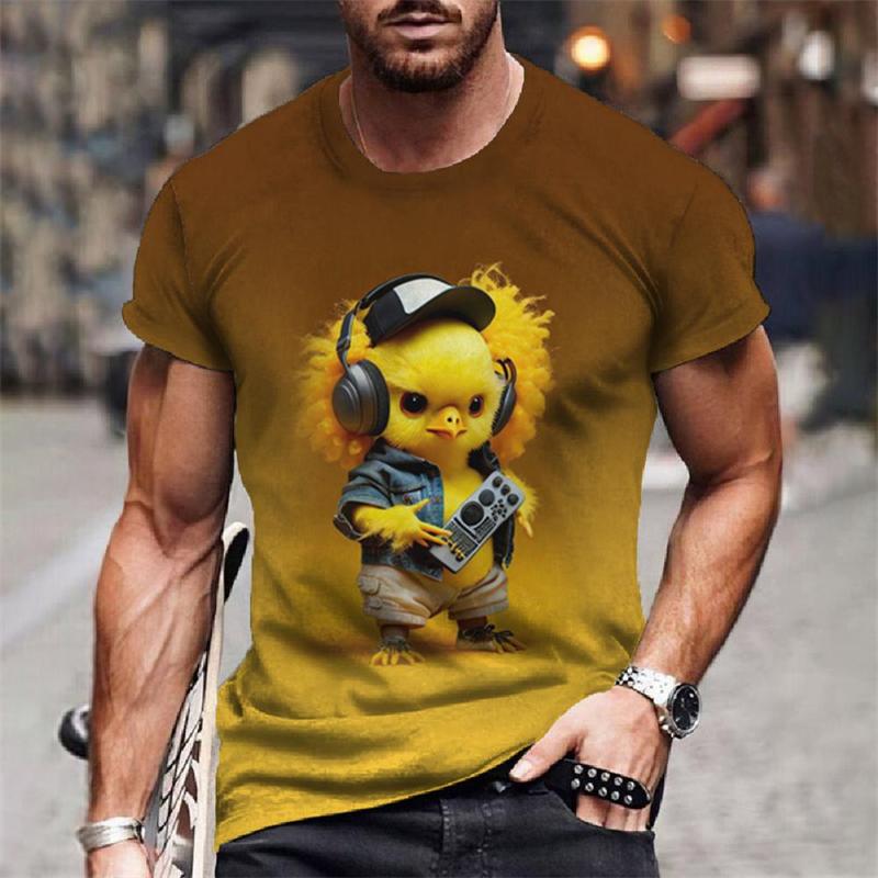 Summer Animals Pattern 3D Print T-shirts Harajuku Style Hip Hop Street Short Sleeve Outdoor Sports Quick Dry Breathable Fashion Men's T-shirts