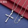 925 Sterling Silver Fashion Necklace With Purple AAA Zircon Cross Pendant Jewelry