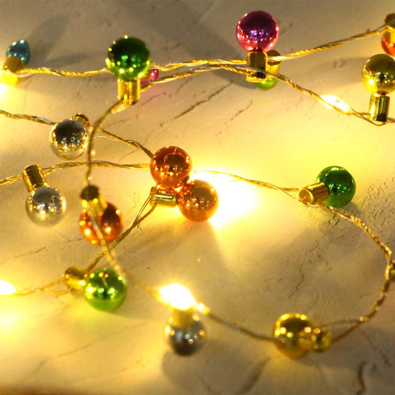 Christmas Beaded LED Bullet String Lights - Electroplated Bulbs, Tree Decoration Neon Lights