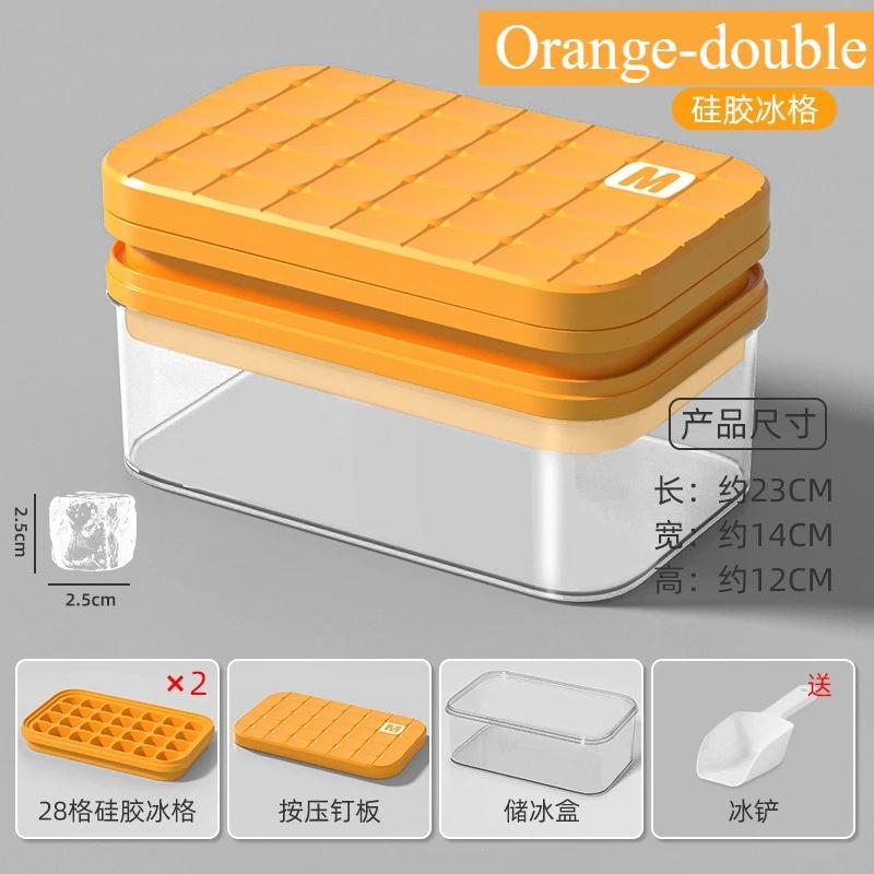 28/56 Grid Large Capacity Silicone Ice Cube Tray Press-Type with Lid Mold Ice Mould Box for Bar Gadget Kitchen Accessories
